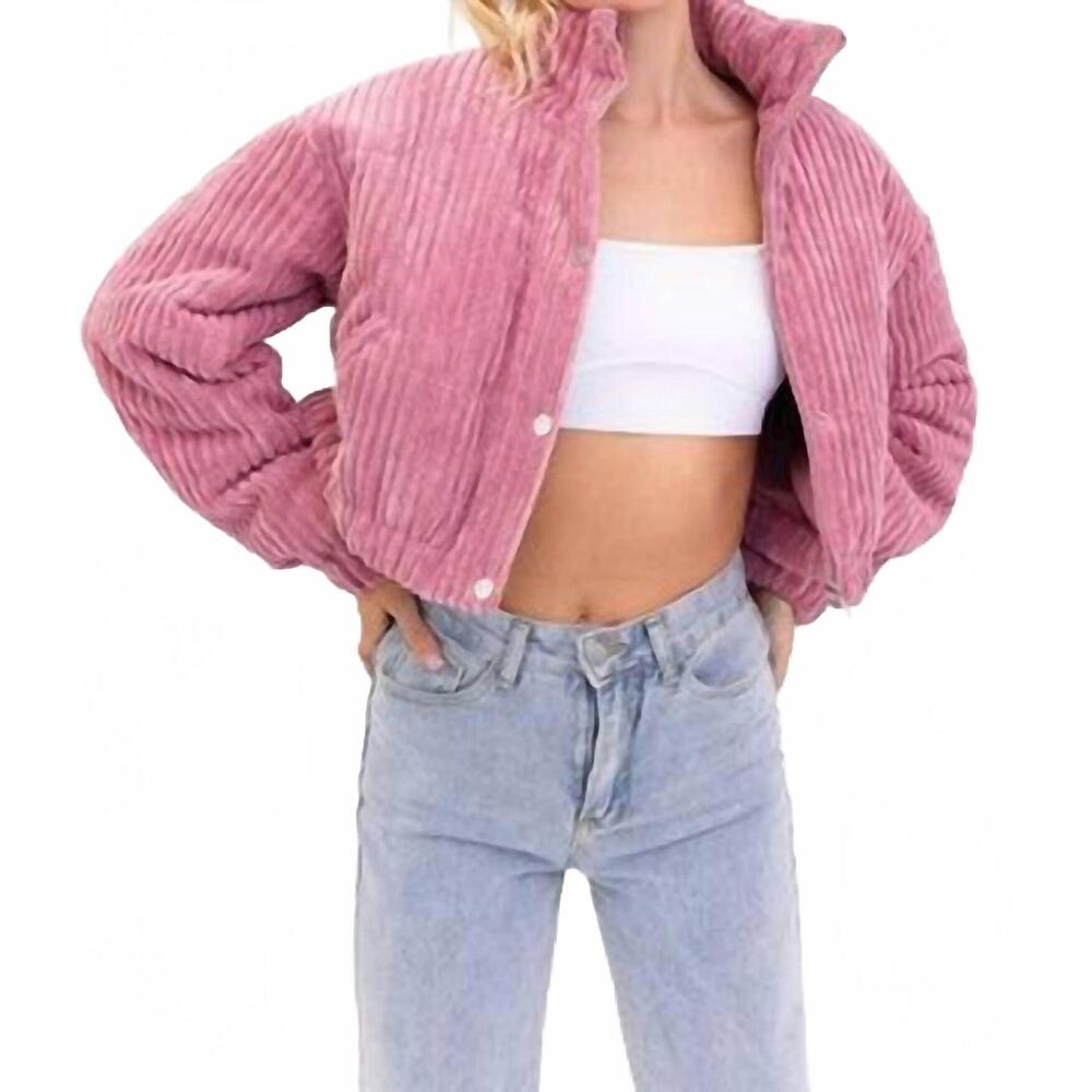 NEW LE LIS muse corduroy puffer jacket in mauve